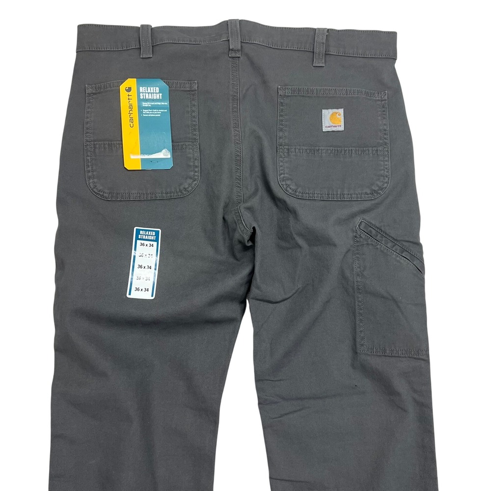 Carhartt Mens Relaxed Straight Carpenter Pants Grey 36x34 BN2291-M Rugged Flex